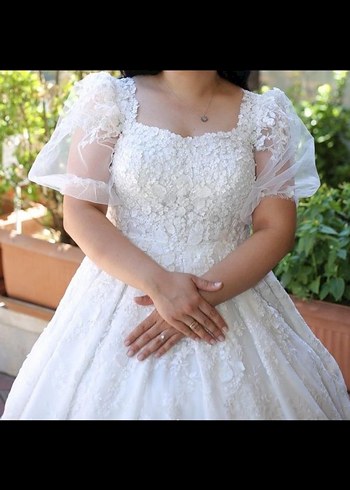 Beyaz  Klasik Prenses Gelinlik - Görsel 3