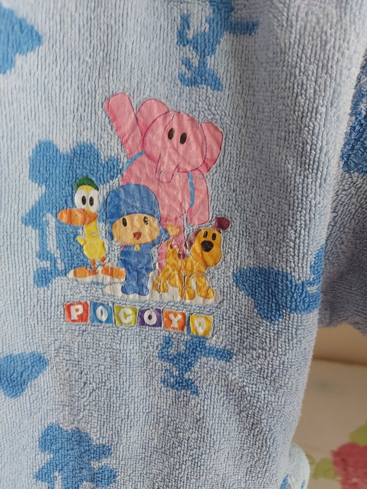 Erkek Çocuk Mavi Batik Desenli Bornoz - Görsel 3