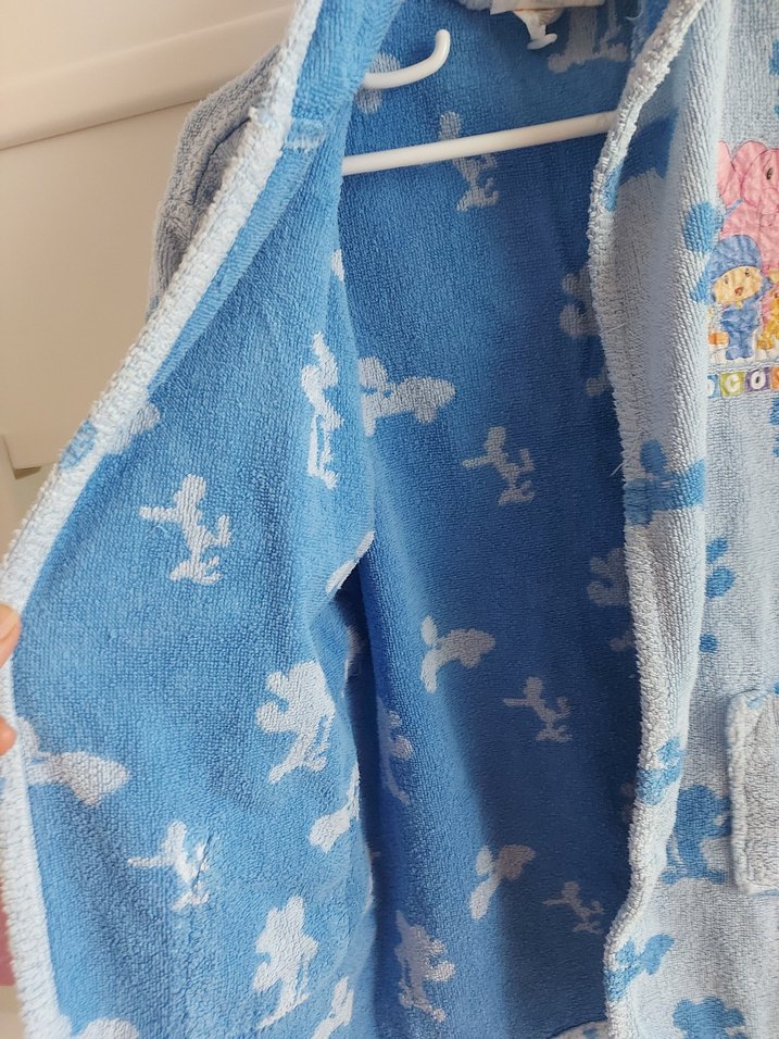 Erkek Çocuk Mavi Batik Desenli Bornoz - Görsel 5