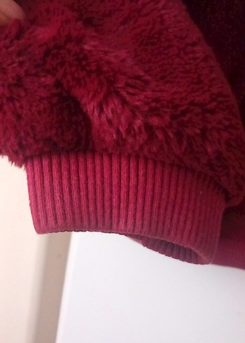 Bordo çoçuk peluş ceket - Görsel 6