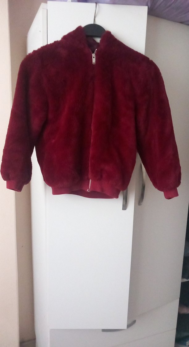 Bordo çoçuk peluş ceket - Görsel 2