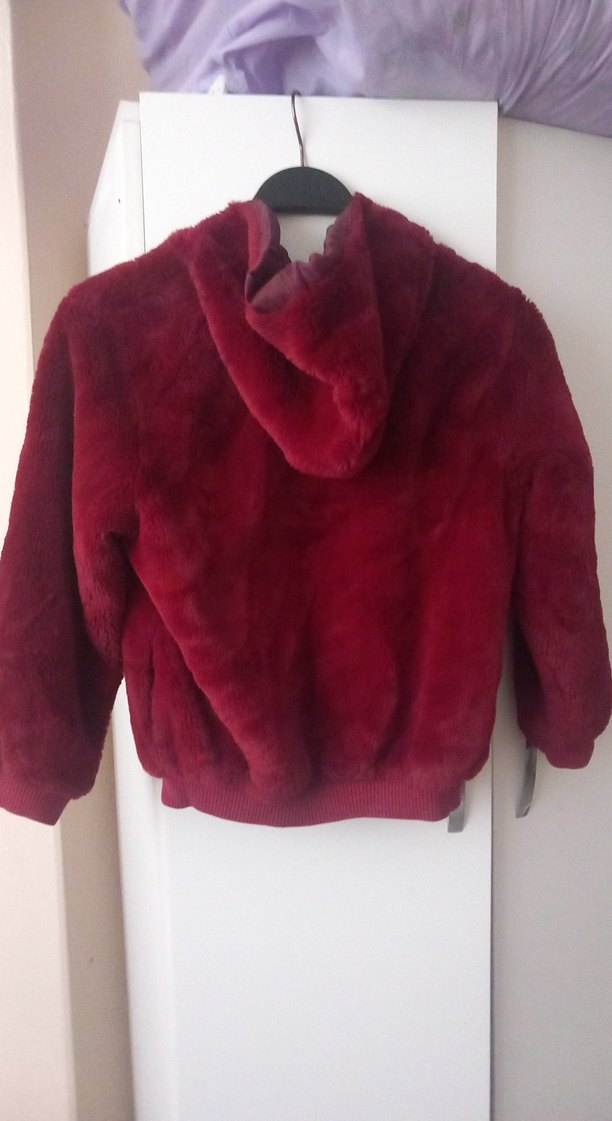 Bordo çoçuk peluş ceket - Görsel 5