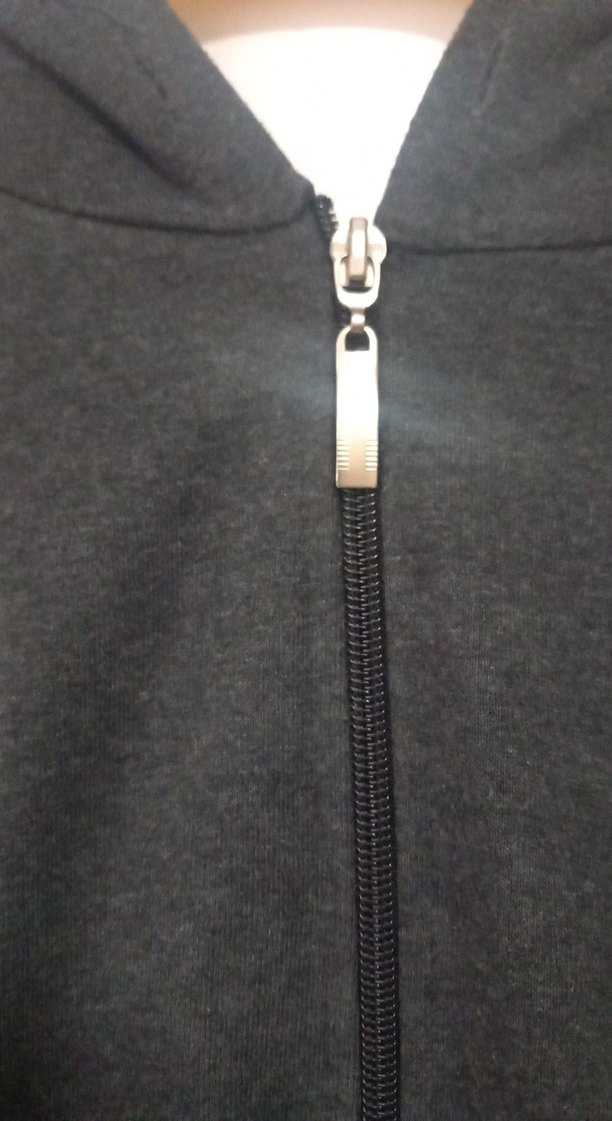 Erkek Gri Fermuarlı Kapüşonlu ceket - Görsel 3