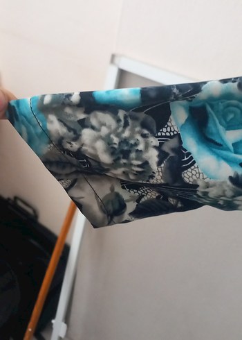 Mavi Çiçek Desenli Uzun Bohem Elbise - Görsel 3