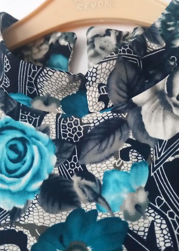 Mavi Çiçek Desenli Uzun Bohem Elbise - Görsel 2