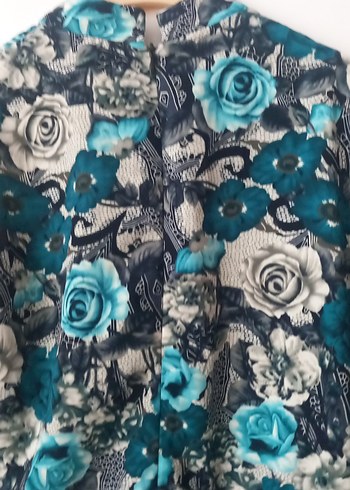 Mavi Çiçek Desenli Uzun Bohem Elbise - Görsel 6