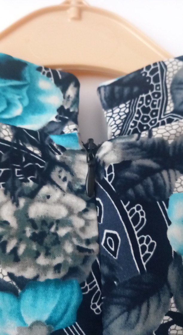 Mavi Çiçek Desenli Uzun Bohem Elbise - Görsel 5