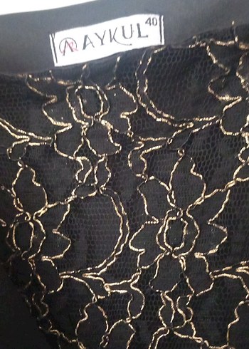 Dantel Detaylı Siyah Midi Elbise - Görsel 4