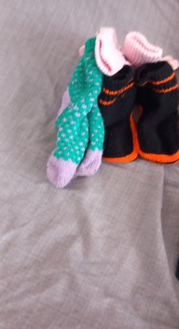 Renkli Örgü Kız Eldiveni ve örgü corap - Görsel 5