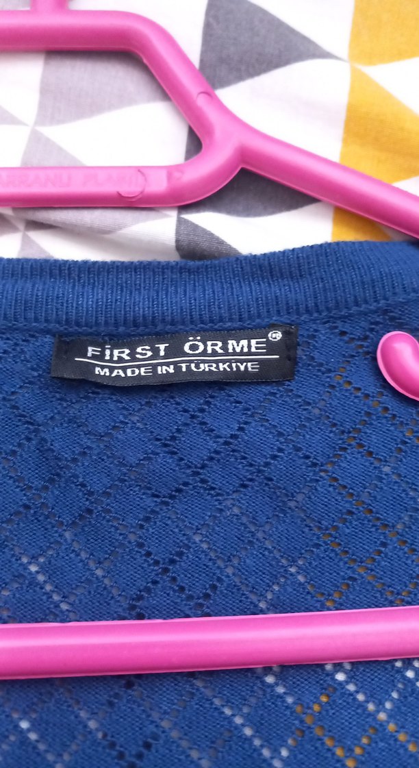 Düğmeli Nakışlı Mavi Kadın Hırka - Görsel 2