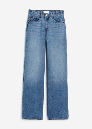 Kadın Mavi Normal Kesim wide leg Denim Jean
