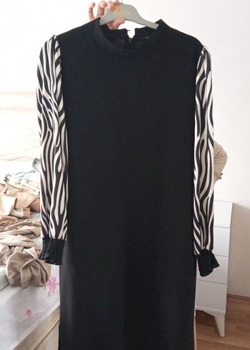 Zebra Desenli Siyah tunik