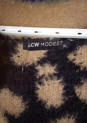 xl Beden Kahverengi Leopar Desenli peluş Kadın Hırka
