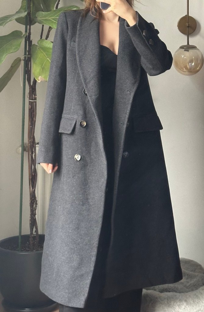 Düğmeli Antrasit Uzun Kaban - Görsel 4