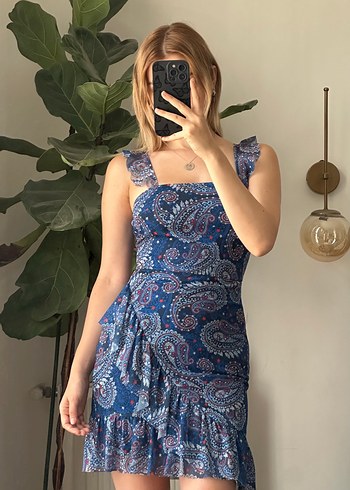 Trendyol & Milla Bohem Midi Straplez Fırfırlı Elbise