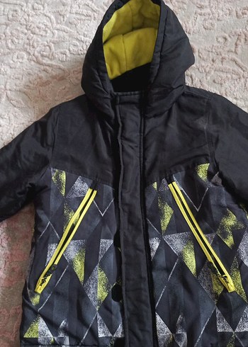 Erkek Kapüşonlu Sarı Fermuarlı Mont - Görsel 3