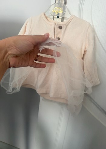 Bej Düğmeli Kız Çocuk Uzun Kollu Elbise - Görsel 4