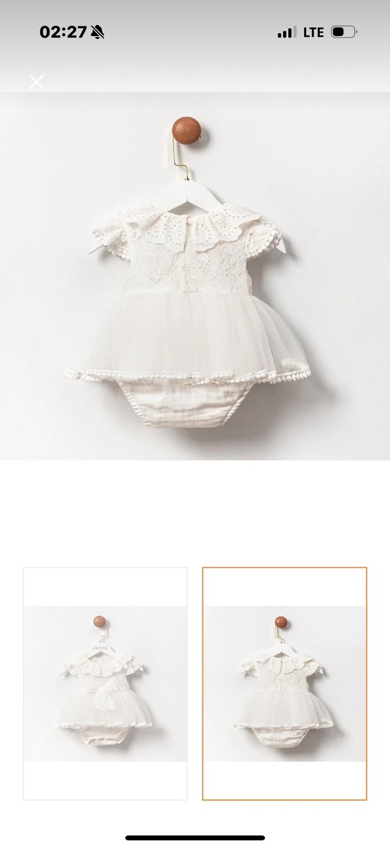 Kız Bebek Beyaz Dantel İşlemeli Elbise - Görsel 2