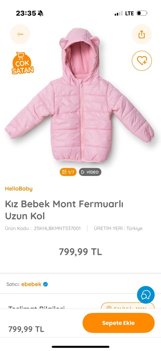Bebek etiketli şişme  Mont - Görsel 4