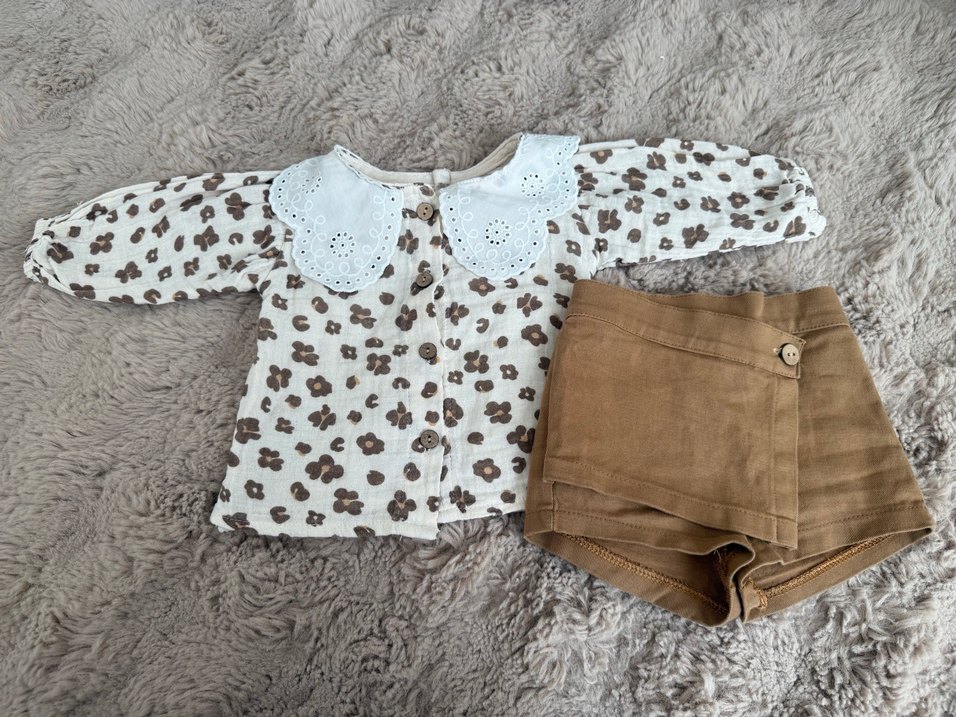 Kız bebek şort etek bluz 2 Li takım - Görsel 3