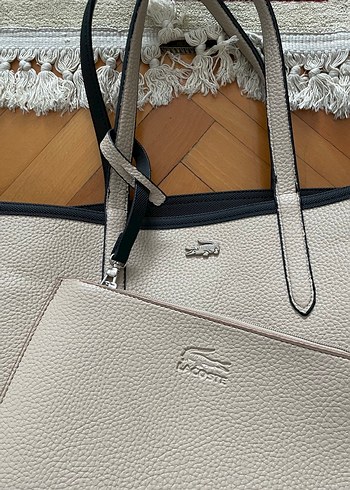 Siyah Bej Lacoste Anna Kadın Çantası - Görsel 5