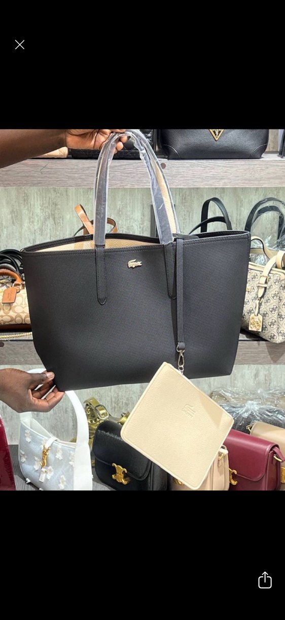 Siyah Bej Lacoste Anna Kadın Çantası - Görsel 4