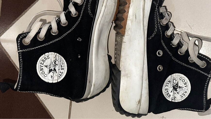 39 Beden siyah Renk Siyah Converse Run Star Hike Canvas Platform