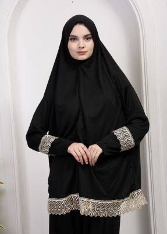 Lüks Dantel Güpür Namaz Elbisesi Hac Umre - Görsel 4