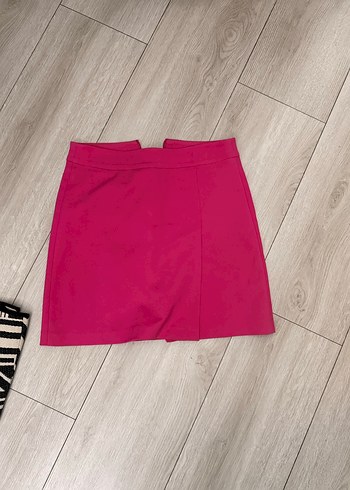 Diğer Desenli Mini Etek Siyah Pembe Şort Pembe yırtmaçlı etek