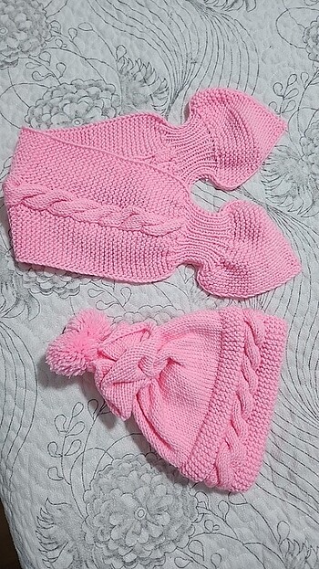 2-3 Yaş, 20 cm Beden kız bebek atkı şapka takımı