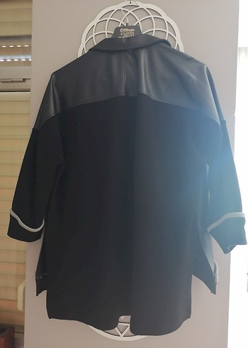 Düğmeli Siyah Deri Kadın Ceket - Görsel 3