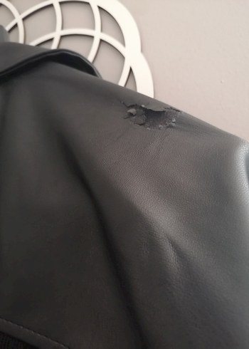 Düğmeli Siyah Deri Kadın Ceket - Görsel 6