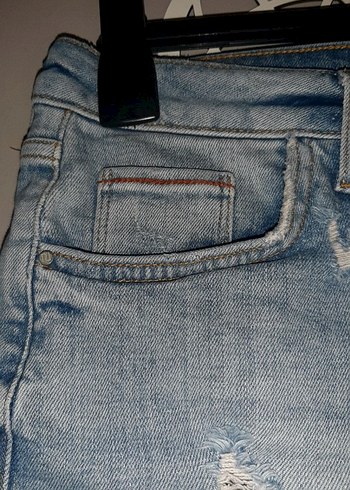 Düğmeli Loose Fit Mini Kadın Denim Şort - Görsel 5