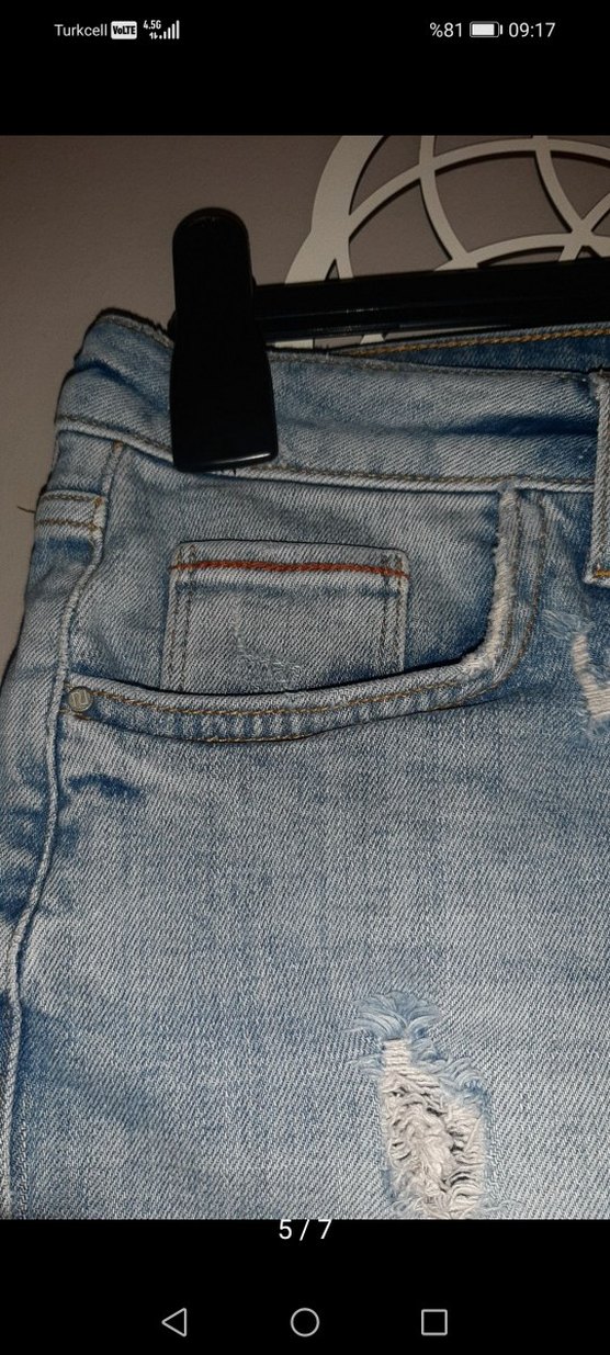 Düğmeli Loose Fit Mini Kadın Denim Şort - Görsel 5