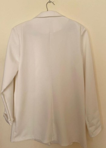 Düğmeli Beyaz Kadın  Blazer Ceket - Görsel 5