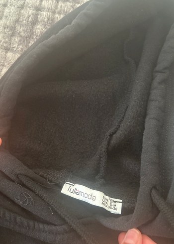 s Beden Siyah Kapüşonlu Kadın Sweatshirt