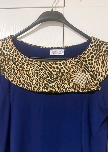 Yılan Desenli Lacivert Uzun Kollu Elbise - Görsel 2