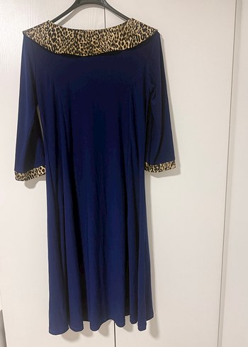 Yılan Desenli Lacivert Uzun Kollu Elbise - Görsel 4