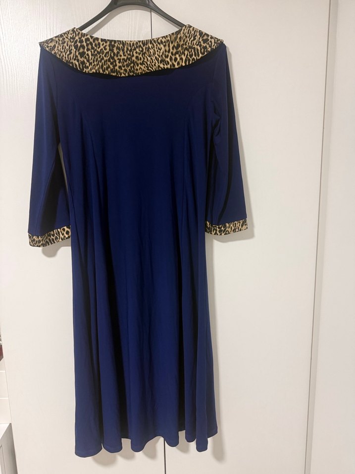 Yılan Desenli Lacivert Uzun Kollu Elbise - Görsel 4