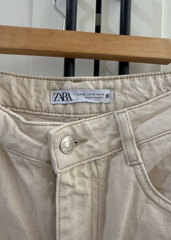 Zara Bej Regular Fit Midi Keten Kot