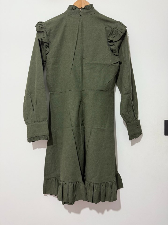 Kadın Haki Uzun Keten Tunik - Görsel 4