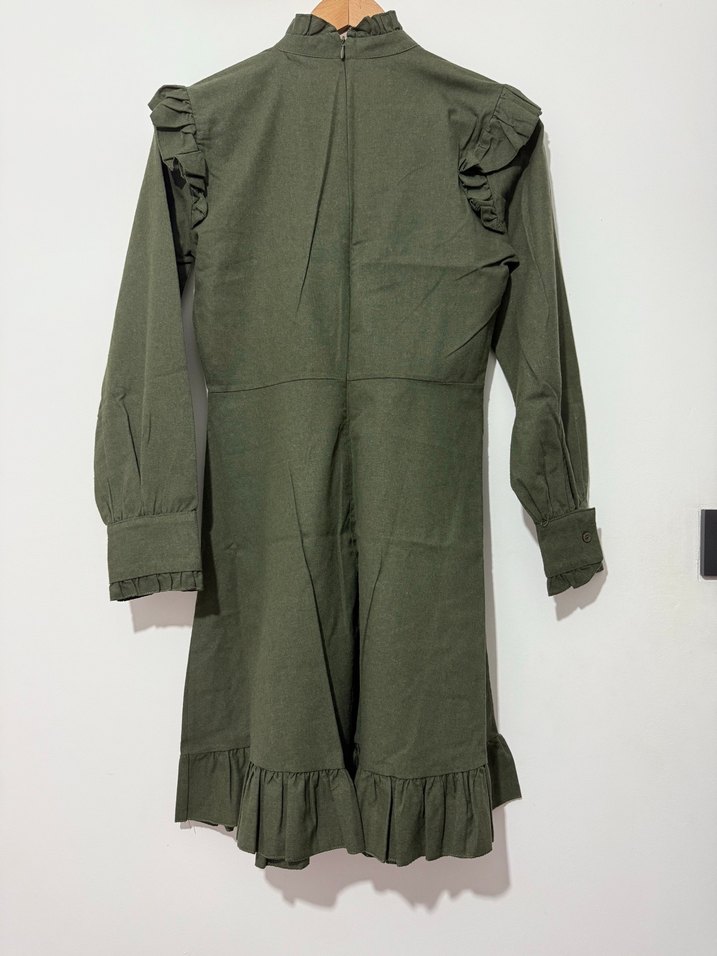 Kadın Haki Uzun Keten Tunik - Görsel 5