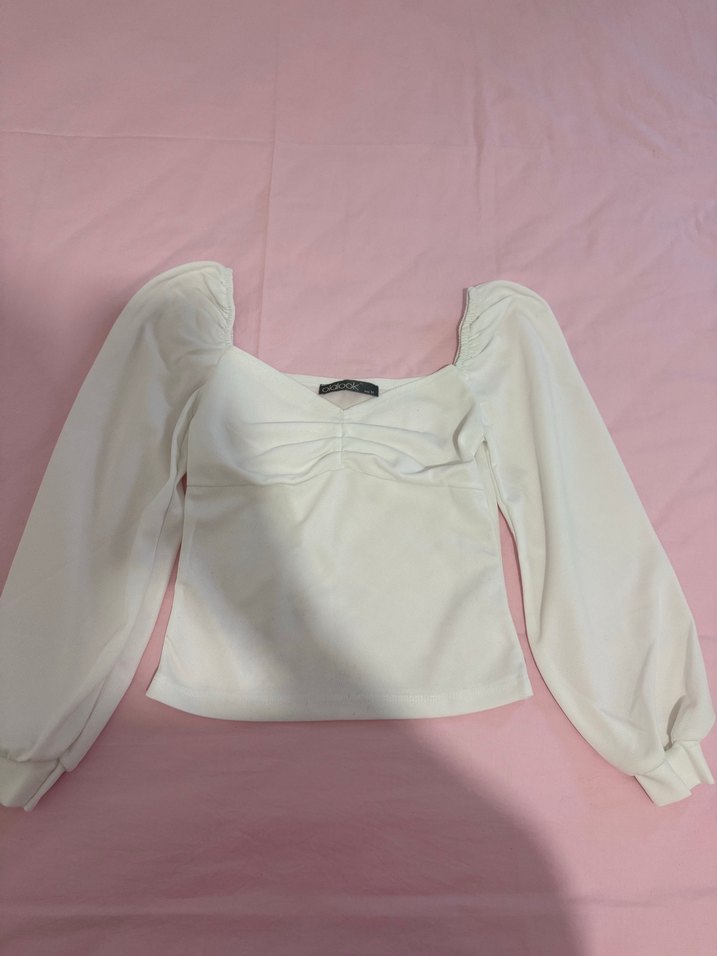 Beyaz Uzun Kollu Kadın Bluz - Görsel 2