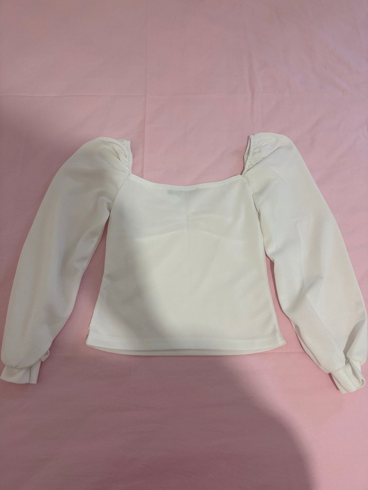 Beyaz Uzun Kollu Kadın Bluz - Görsel 4