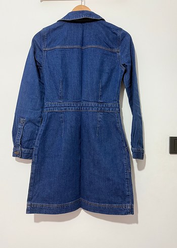 Düğmeli Lacivert Kadın Kot elbise - Görsel 4