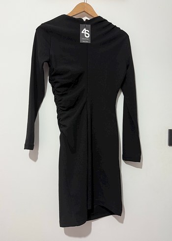 Siyah Uzun Kollu Drapeli Gotik Elbise - Görsel 5