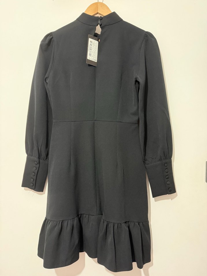 Uzun Kollu Siyah Midi Triko Elbise - Görsel 3