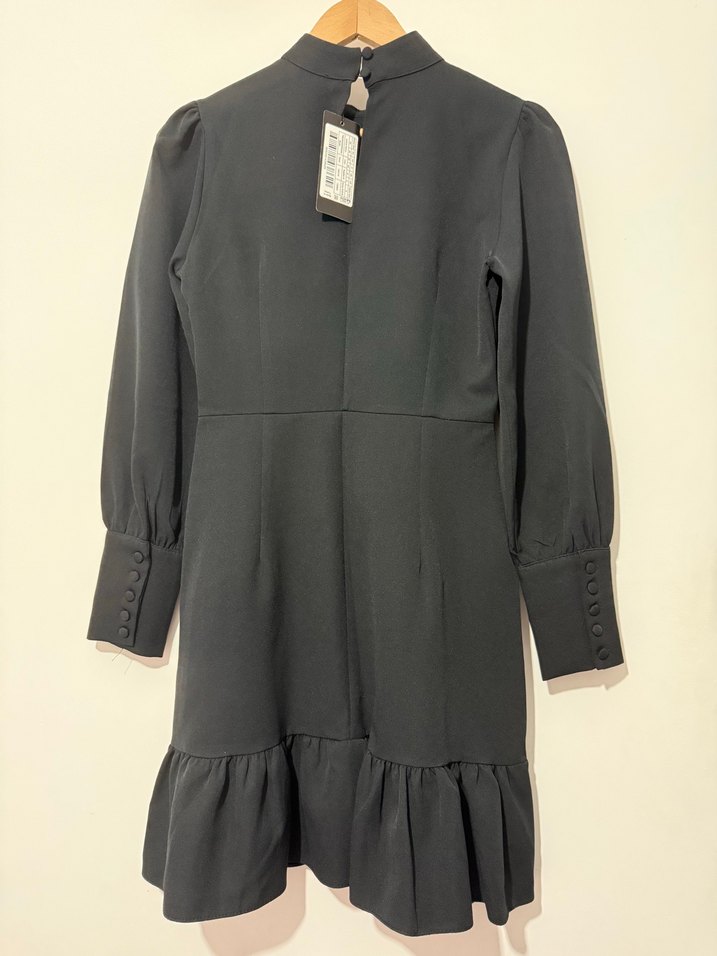 Uzun Kollu Siyah Midi Triko Elbise - Görsel 4