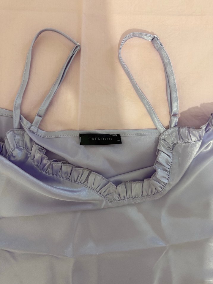 Parlak Gri Mini İp Askılı Kadın Pijama Takımı - Görsel 3