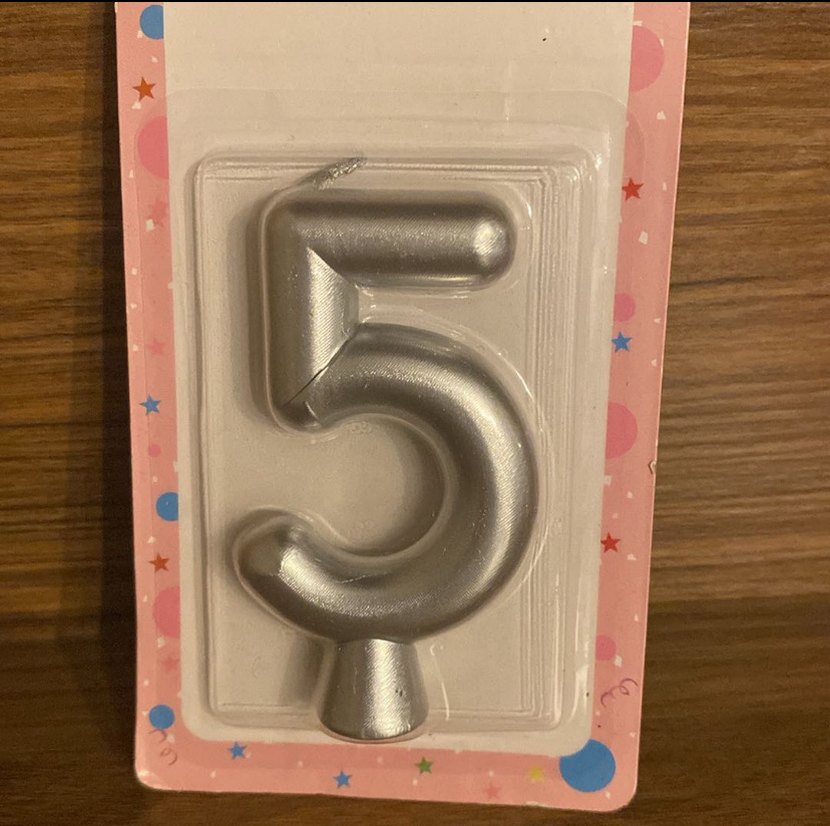 Gri 5 Rakamlı Doğum Günü Mumu - Görsel 2